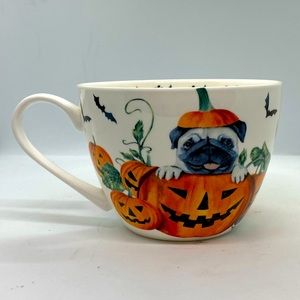 Halloween Pumpkin Pug Portobello Bone China Mug Pumpkins Bats Pug